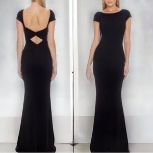 BHLDN Black Cap-Sleeve Maxi Gown with Open Back